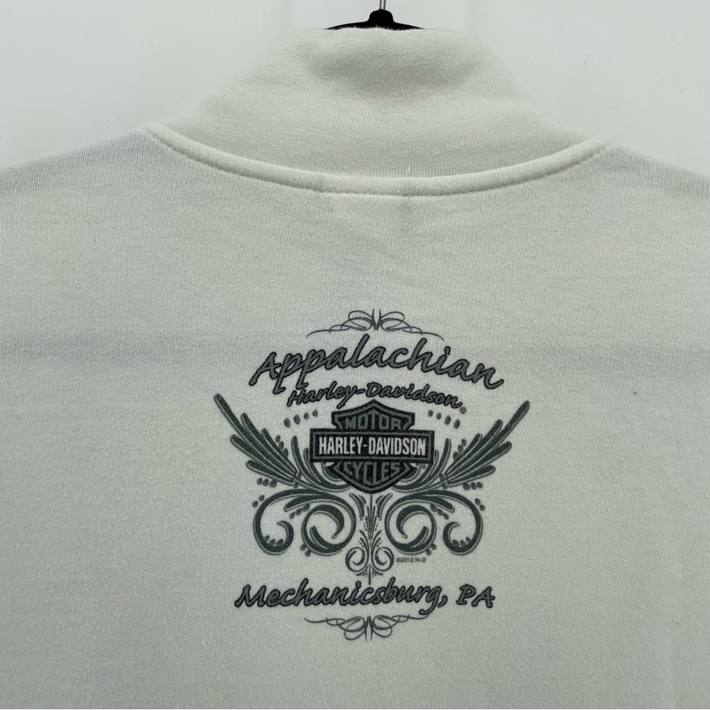 SOLD | Harley Davidson Womens Zipped Sweatshirt White Mock Neck 1X - Picture 7 of 8